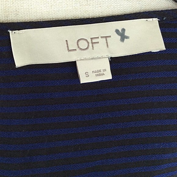 Ann Taylor LOFT Blouse Womens Size Small Ruffle Eyelet Cuff Embroidered Striped - Picture 7 of 8